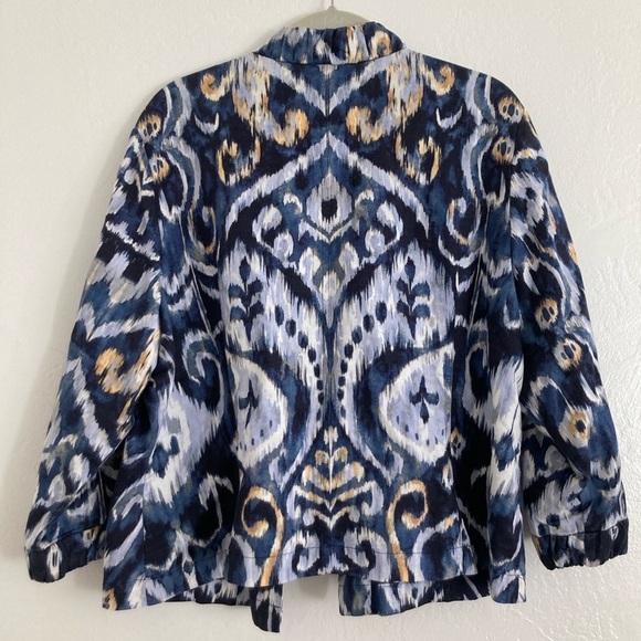 Chico’s Linen Boho Lagenlook Open Front Jacket Art to Wear Watercolor XL/16 - Picture 7 of 9